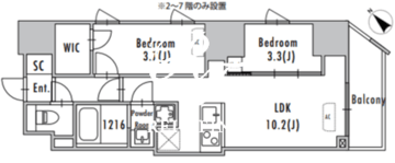 グランパセオ蔵前2 1002 間取り図