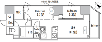 グランパセオ蔵前2 1202 間取り図