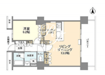 豊洲シエルタワー 1513 間取り図