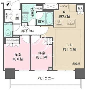 ブリリアタワー浜離宮 29階60.35㎡ 間取り図