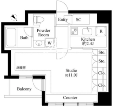 グランスイート銀座レスティモナーク 1107 間取り図