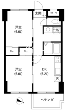 サンセゾンＩ 107 間取り図