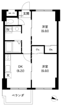 サンセゾンＩ 208 間取り図