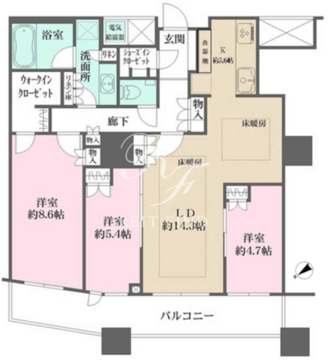 ザ・パークハウス西新宿タワー60 805 間取り図