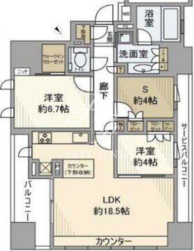グランスイート千代田麹町 14階79.92㎡ 間取り図