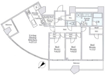 パークタワー勝どき S-5506 間取り図