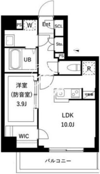 グローリオシェルト上野御徒町 201 間取り図