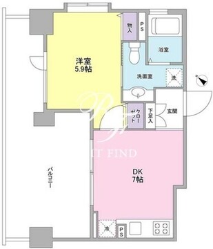 リバーレ月島 1302 間取り図