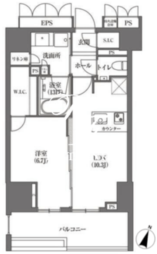 浜町アパートメンツ 1307 間取り図