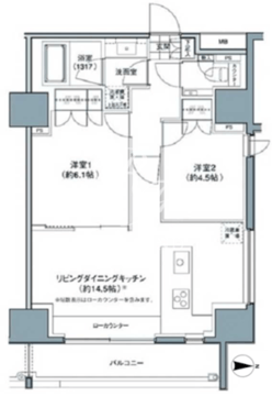 パークハビオ東中野 1301 間取り図