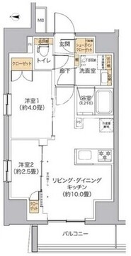 リビオメゾン新宿ウエスト 801 間取り図