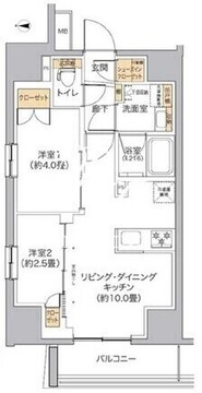 リビオメゾン新宿ウエスト 1401 間取り図