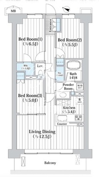 アビティグランデ砧 A-503 間取り図
