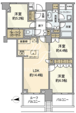 ブランズ牛込柳町 6階76.10㎡ 間取り図