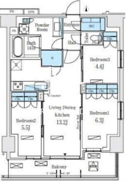ロイヤルパークス赤羽ノース 401 間取り図