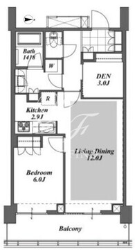 ブリリアイストタワー勝どき 24階55.04㎡ 間取り図
