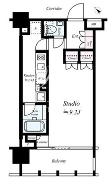 イクサージュ目黒 407 間取り図