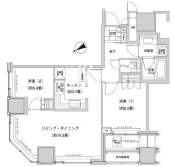 ウエストパークタワー池袋 1102 間取り図