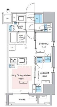 プレディアコート錦糸町スカイビュー 1101 間取り図