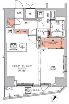 ハーモニーレジデンス三田 1301 間取り図