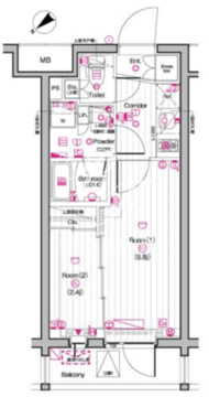ザ・プレミアムキューブG東中野 234 間取り図