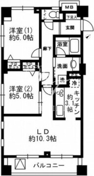 レジディア根岸 501 間取り図