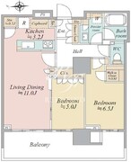 晴海フラッグ PARK-T-14階61.49㎡ 間取り図