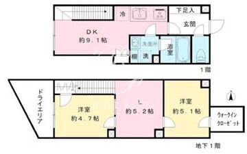 クールブラン八幡山 102 間取り図