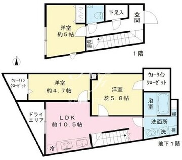 クールブラン八幡山 101 間取り図