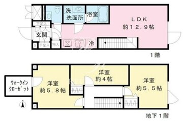 クールブラン八幡山 107 間取り図