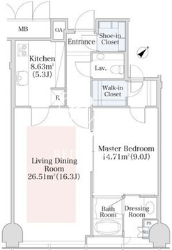 プラティーヌ西新宿 1207 間取り図