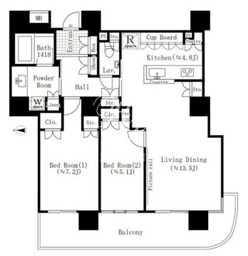 リバーポイントタワー 207 間取り図