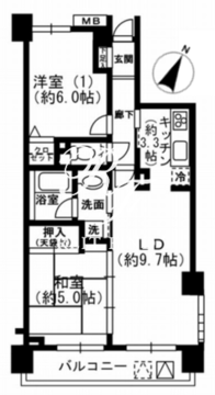 レジディア根岸 403 間取り図