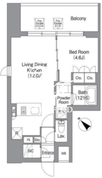バウスフラッツ蔵前 1101 間取り図