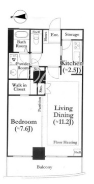 河田町ガーデン 1-1102 間取り図