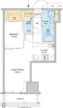 プラウドフラット四谷三丁目 1202 間取り図