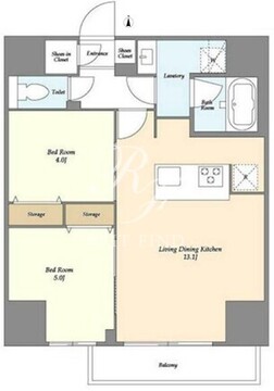 クラリティア西日暮里 1402 間取り図