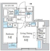 デュオフラッツ浅草蔵前 801 間取り図