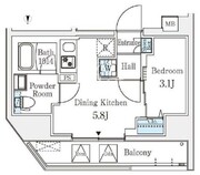 クラリティア文京湯島 1002 間取り図
