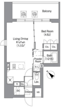 バウスフラッツ蔵前 1001 間取り図
