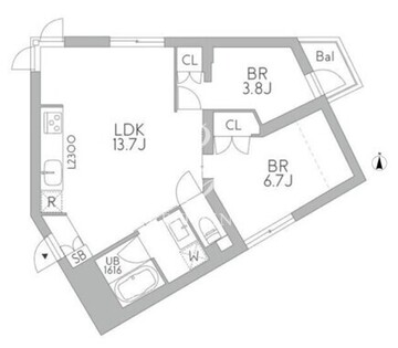 グランデュオ梅ヶ丘 401 間取り図