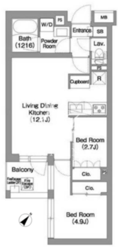 コンフォリア・リヴ渋谷本町 306 間取り図