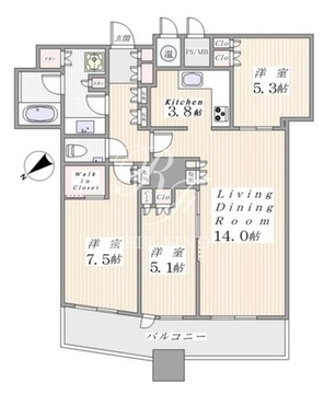 ザ・パークハウス西新宿タワー60 3105 間取り図