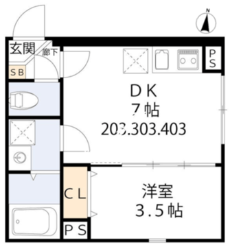 グラシア・ベイ大森 403 間取り図