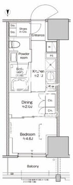 プラウドフラット四谷三丁目 608 間取り図