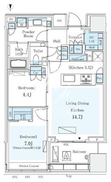 パークコートザ・三番町ハウス 911 間取り図