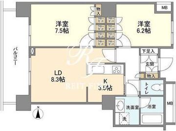 豊洲シエルタワー 1303 間取り図