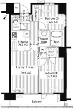 プライムアーバン東中野コート 517 間取り図