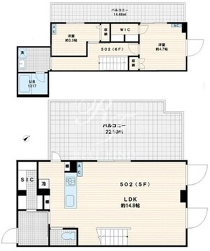 フレア代々木 502 間取り図