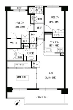 エスティメゾン巣鴨 402 間取り図